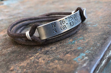 Load image into Gallery viewer, Mooond | Men&#39;s Raw leather Bracelet | Engraved for him
