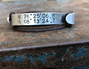 Mooond | Men's Raw leather Bracelet | Engraved for him